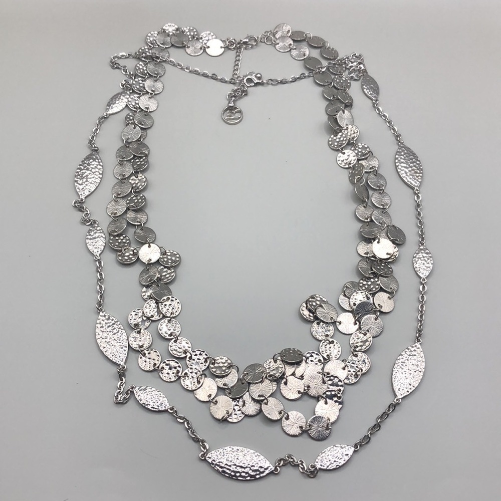 Curated bundle silver tone long statement look necklaces Erica Lyons and more